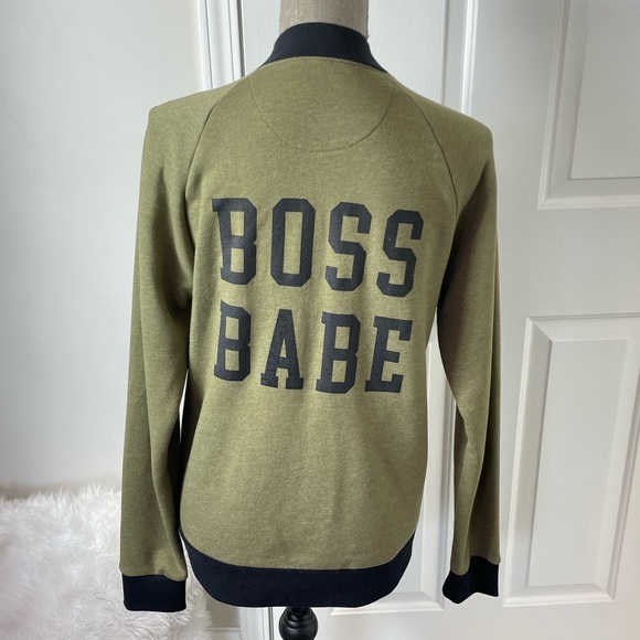 Vici Boss Babe Green Long Sleeve Crewneck Full Zip Jacket Size Small - Picture 8 of 11